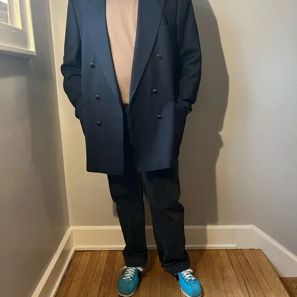 Vintage Double Breasted Burberry Navy Blazer Sport Coat Classic Tailoring - Picture 4 of 10